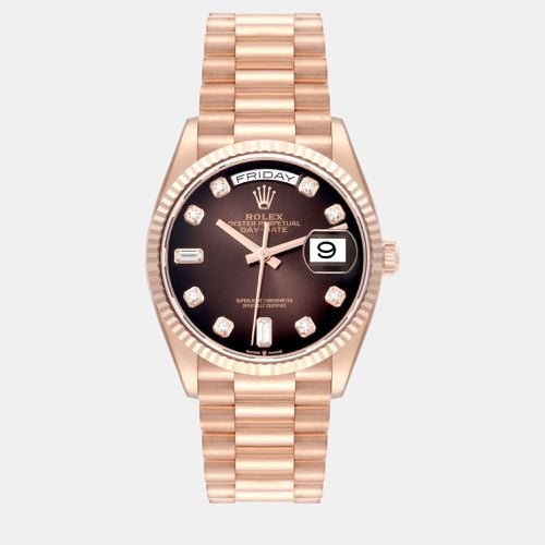 Rolex President Day-Date Rose Gold Brown Diamond Dial Men's Watch 128235 - Rolex - Modalova