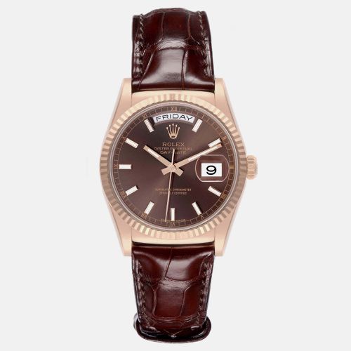 President Day-Date Rose Gold Chocolate Dial Men's Watch 36.0 mm - Rolex - Modalova