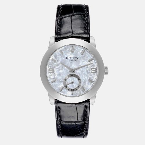 Cellini Cellinium Platinum Mother of Pearl Dial Men's Watch 35.0 mm - Rolex - Modalova