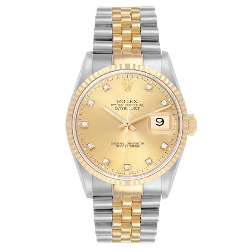 Rolex Datejust Steel Yellow Gold Diamond Dial Men's Watch 36.0 mm - Rolex - Modalova