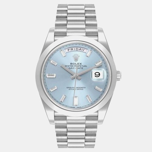 Rolex President Day-Date Blue Diamond Dial Platinum Watch 40.0 mm - Rolex - Modalova