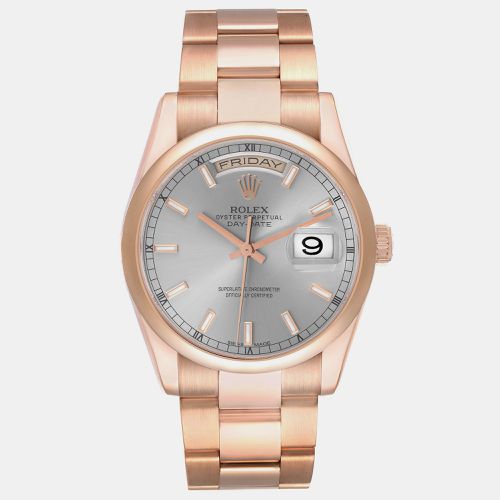 Rolex President Day Date Rose Gold Silver Dial Men's Watch 118205 36 mm - Rolex - Modalova