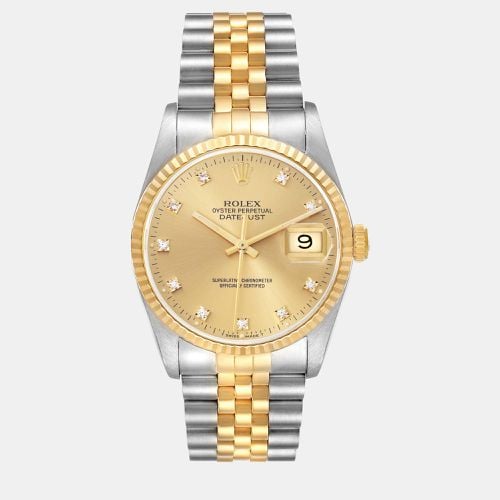 Datejust Steel Yellow Diamond Dial Men's Watch 16233 36 mm - Rolex - Modalova