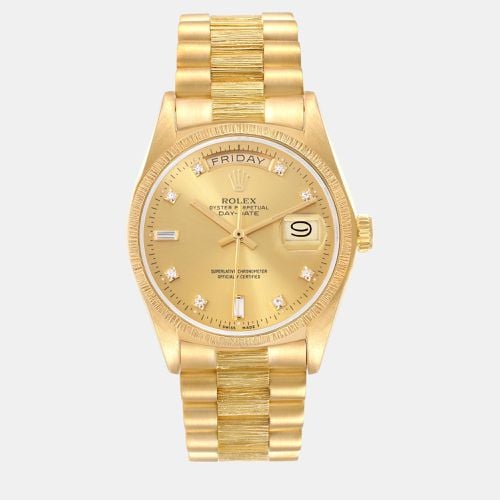 President Day-Date Diamond Dial Yellow Bark Finish Men's Watch 36.0 mm - Rolex - Modalova