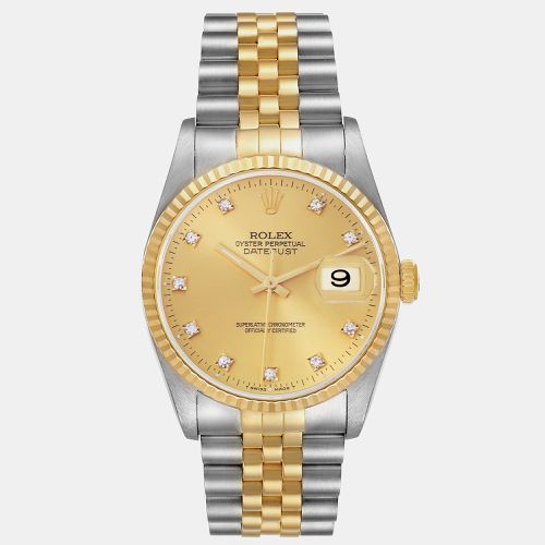 Rolex Datejust Steel Yellow Gold Diamond Dial Mens Watch 16233 - Rolex - Modalova