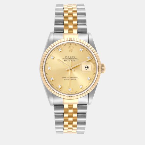 Datejust Steel Yellow Diamond Dial Men's Watch 36.0 mm - Rolex - Modalova