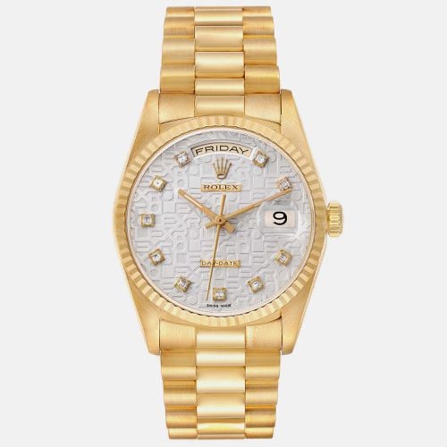 Rolex President Day-Date Yellow Gold Diamond Dial Men's Watch 18238 36 mm - Rolex - Modalova