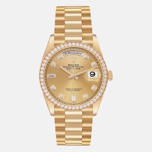 Rolex President Day Date Yellow Gold Diamond Mens Watch 128348 - Rolex - Modalova