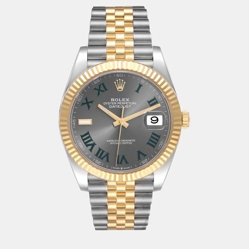 Datejust Steel Yellow Gold Wimbledon Dial Men's Watch 41.0 mm - Rolex - Modalova