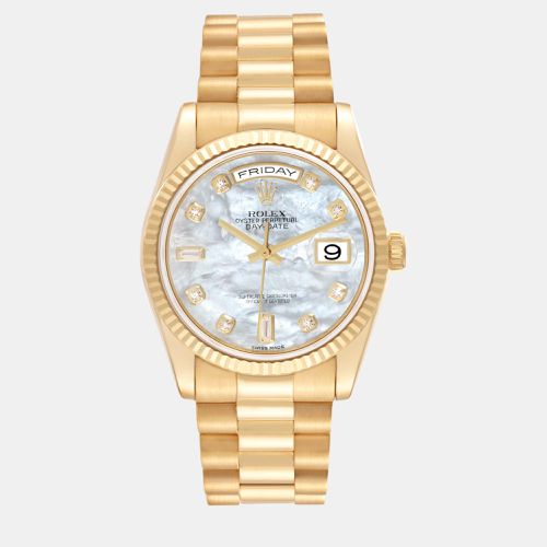 President Day-Date Yellow Gold Mother of Pearl Diamond Dial Men's Watch 36.0 mm - Rolex - Modalova