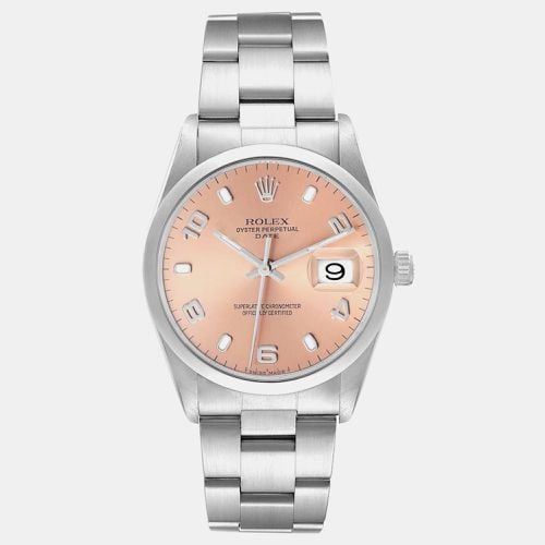 Rolex Date Salmon Dial Smooth Bezel Steel Mens Watch 15200 - Rolex - Modalova