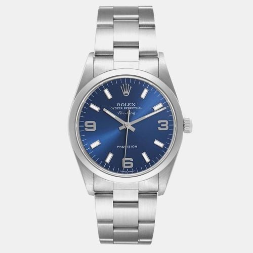 Rolex Air King Blue Dial Smooth Bezel Steel Men's Watch 34.0 mm - Rolex - Modalova