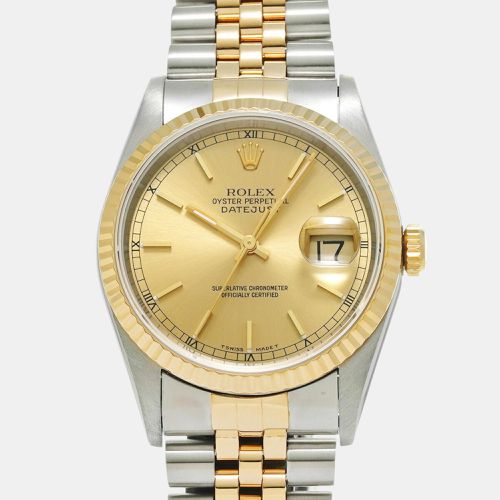 Champagne 18k Yellow Stainless Steel Datejust 16233 Automatic Men's Wristwatch 36 mm - Rolex - Modalova