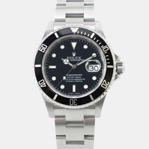 Rolex Stainless Steel Black Dial Submariner Date Watch 40 mm - Rolex - Modalova