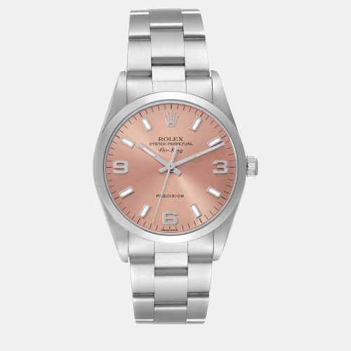 Air King Salmon Dial Smooth Bezel Steel Men's Watch 34.0 mm - Rolex - Modalova