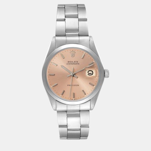 OysterDate Precision Salmon Dial Steel Vintage Men's Watch 35.0 mm - Rolex - Modalova