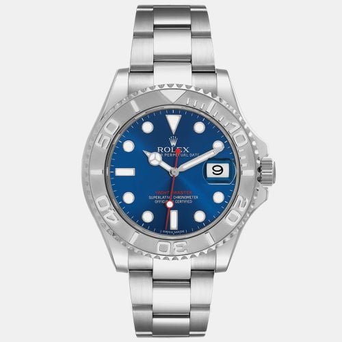 Rolex Yachtmaster Steel Platinum Bezel Blue Dial Mens Watch 116622 - Rolex - Modalova