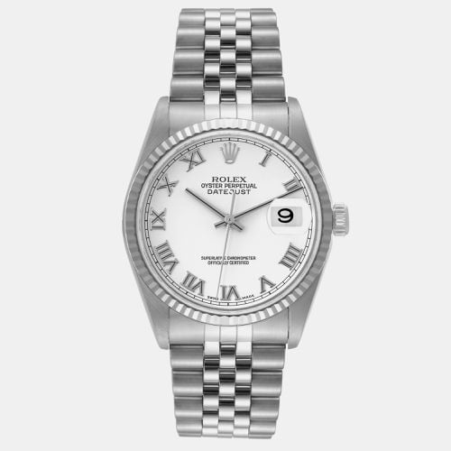 Rolex Datejust Steel White Gold Roman Dial Mens Watch 16234 - Rolex - Modalova