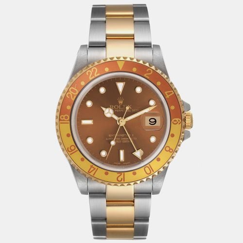 Rolex GMT Master II Root Beer Steel Yellow Gold Mens Watch 16713 - Rolex - Modalova