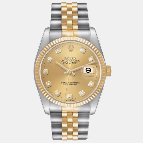 Rolex Datejust Steel Yellow Gold Diamond Dial Mens Watch 116233 - Rolex - Modalova