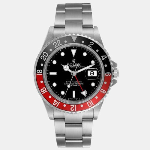 Rolex GMT Master II Black Red Coke Bezel Error Dial Steel Watch 16710 - Rolex - Modalova