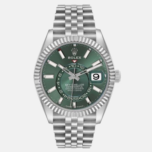 Sky-Dweller Steel White Gold Mint Dial Men's Watch 42.0 mm - Rolex - Modalova