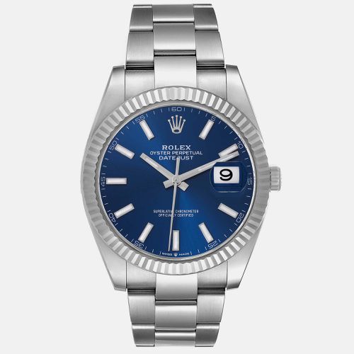 Rolex Datejust Steel White Gold Blue Dial Men's Watch 126334 41 mm - Rolex - Modalova