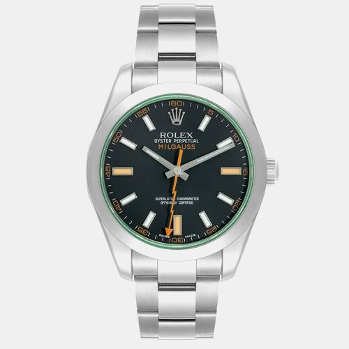 Rolex Milgauss 40 mm Black Dial Green Crystal Steel Men's Watch 116400 - Rolex - Modalova