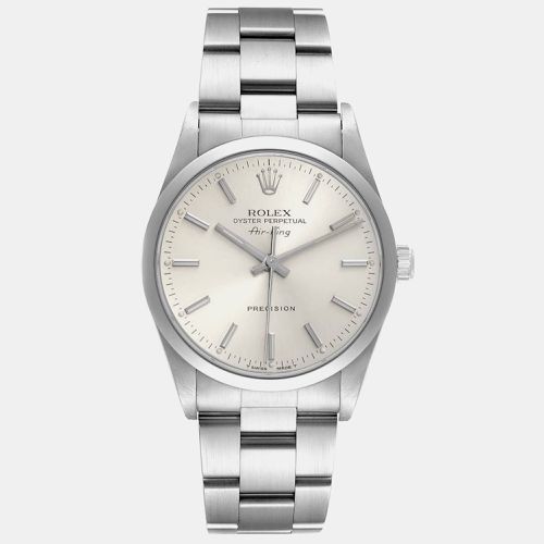 Rolex Air King Silver Dial Smooth Bezel Steel Men's Watch 34.0 mm - Rolex - Modalova