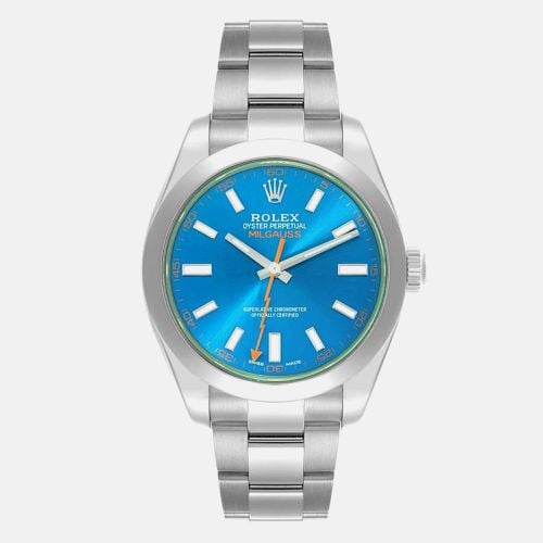 Rolex Milgauss Blue Dial Green Crystal Steel Men's Watch 116400GV 40 mm - Rolex - Modalova