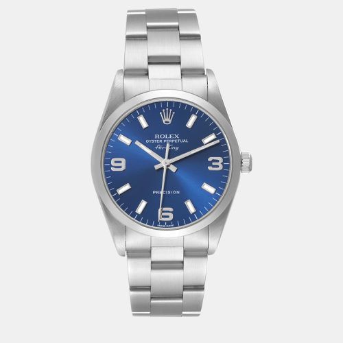 Rolex Air King 34mm Blue Dial Smooth Bezel Steel Men's Watch 14000 - Rolex - Modalova