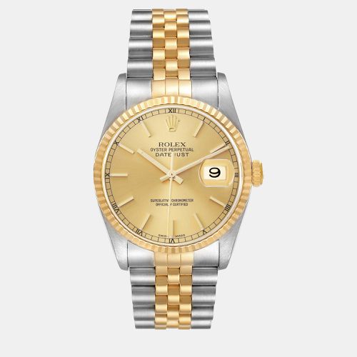 Rolex Datejust Steel Yellow Gold Champagne Dial Men's Watch 16233 36 mm - Rolex - Modalova