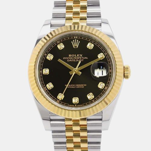 Rolex Black Diamond 18k Yellow Gold Stainless Steel Datejust 126333 Automatic Men's Wristwatch 41 mm - Rolex - Modalova