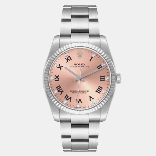 Rolex Oyster Perpetual Steel White Gold Salmon Diamond Dial Men's Watch 36.0 mm - Rolex - Modalova