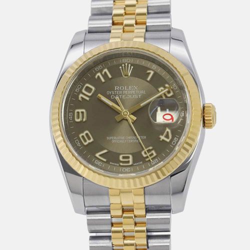 Rolex Brown 18K Yellow Gold Stainless Steel Datejust Automatic Men's Wristwatch 36 mm - Rolex - Modalova