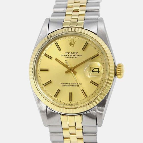 Rolex Champagne 18K Yellow Gold Stainless Steel Datejust Automatic Men's Wristwatch 36 mm - Rolex - Modalova