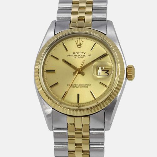 Rolex Champagne 18K Yellow Gold Stainless Steel Datejust Automatic Men's Wristwatch 36 mm - Rolex - Modalova