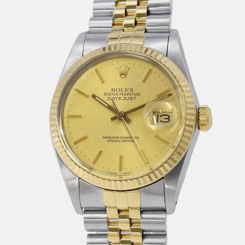 Rolex Stainless Steel 18K Yellow Gold Champagne Dial Datejust 36 mm - Rolex - Modalova