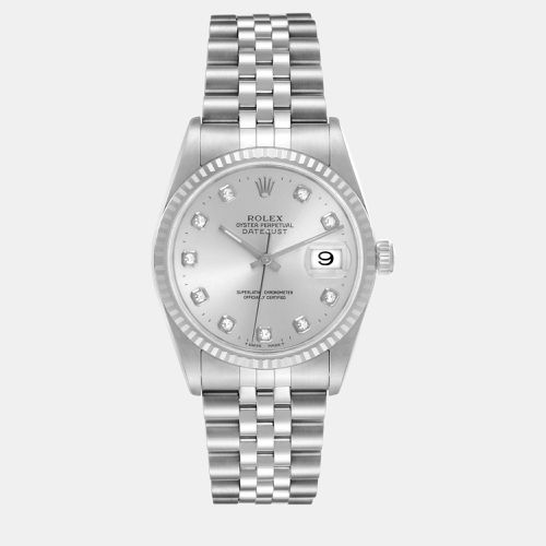 Datejust Steel White Gold Diamond Dial Men's Watch 36.0 mm - Rolex - Modalova