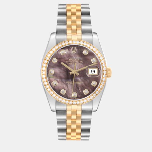 Datejust Steel Yellow Gold Mother Of Pearl Diamond Men's Watch 116243 36 mm - Rolex - Modalova