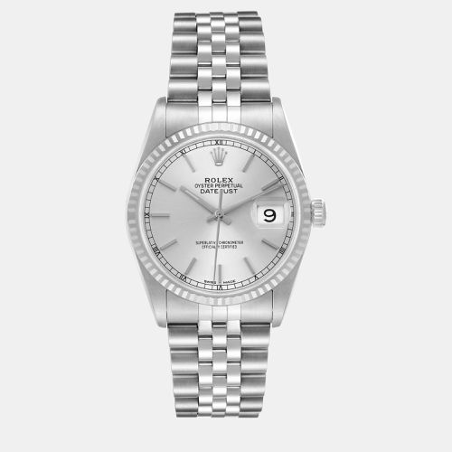 Datejust Steel White Gold Dial Men's Watch 16234 36 mm - Rolex - Modalova