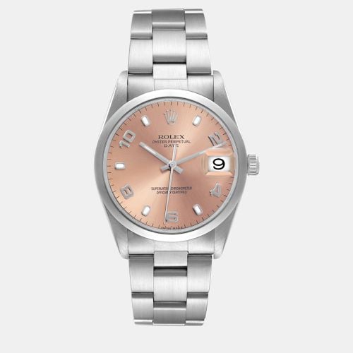 Date Salmon Dial Smooth Bezel Steel Men's Watch 15200 34 mm - Rolex - Modalova