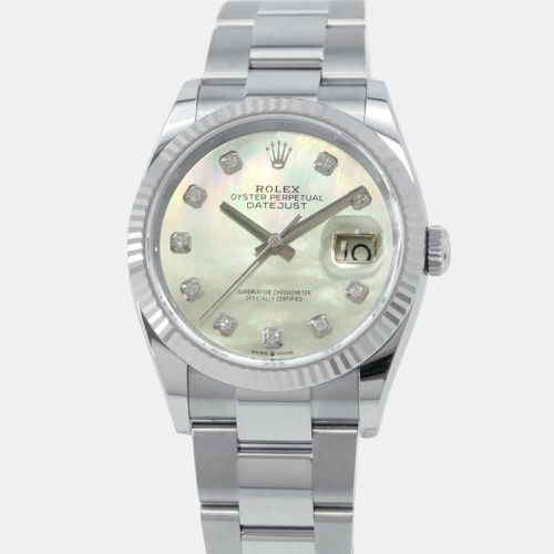 Rolex MOP Diamond 18K White Gold Stainless Steel Datejust 126234NG Automatic Men's Wristwatch 36 mm - Rolex - Modalova