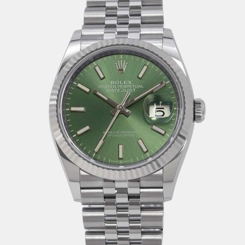 Rolex Green 18k White Gold Stainless Steel Datejust 126234 Automatic Men's Wristwatch 36 mm - Rolex - Modalova