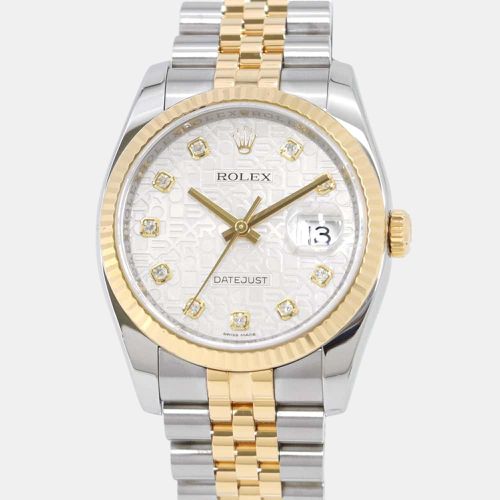 Rolex Silver 18k Yellow Gold Stainless Steel Datejust 116233 Automatic Men's Wristwatch 36 mm - Rolex - Modalova