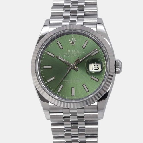 Rolex Green 18k White Gold Stainless Steel Datejust 126234 Automatic Men's Wristwatch 36 mm - Rolex - Modalova