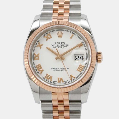 Rolex White 18k Rose Gold Stainless Steel Datejust 116231 Automatic Men's Wristwatch 36 mm - Rolex - Modalova