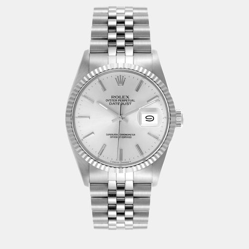 Rolex Datejust Steel White Gold Silver Dial Vintage Men's Watch 16014 - Rolex - Modalova