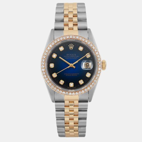 Diamond 18k Yellow Gold Stainless Steel Datejust 16233 Automatic Men's Wristwatch 36 mm - Rolex - Modalova