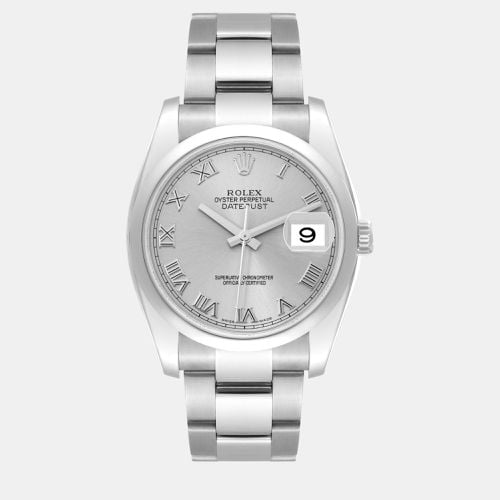 Rolex Datejust Silver Roman Dial Steel Men's Watch 36.0 mm - Rolex - Modalova